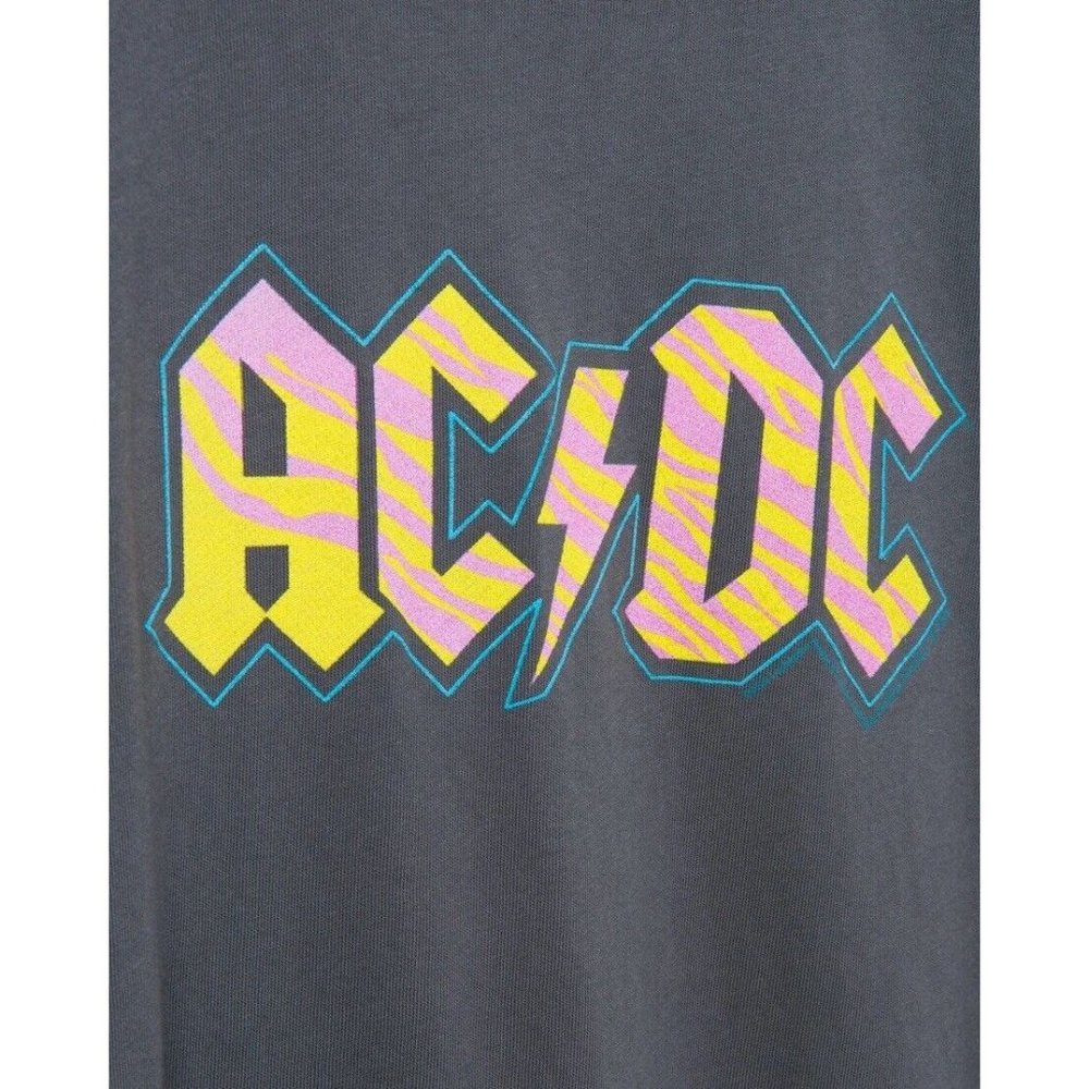 Junk Food AC/DC Neon Zebra Vintage Tee Meteorite & Pigment Black - Picture 2 of 8